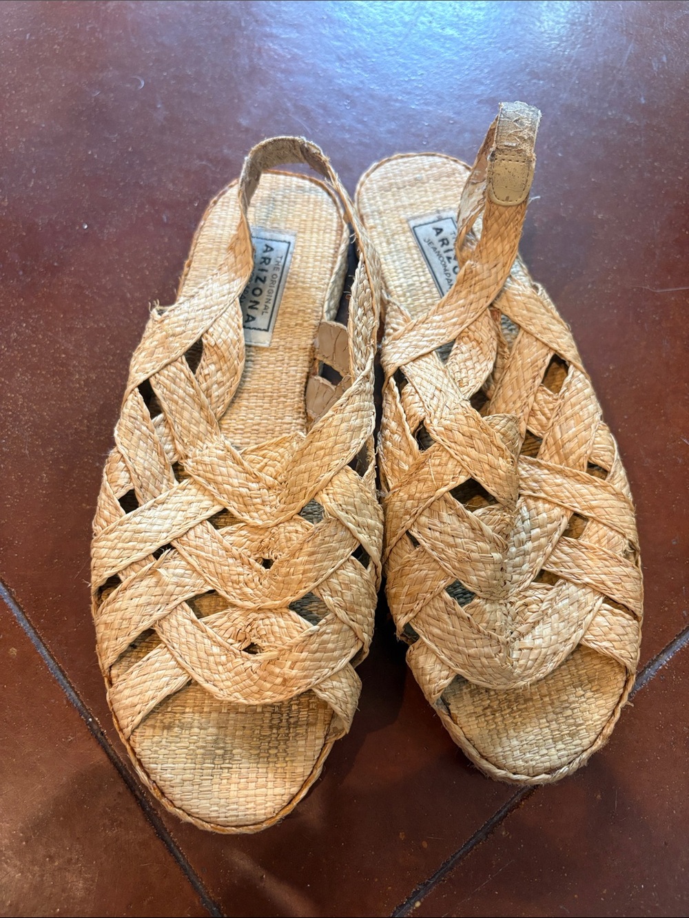 Arizona Jean Company Natural Straw Woven Slingback Sandals